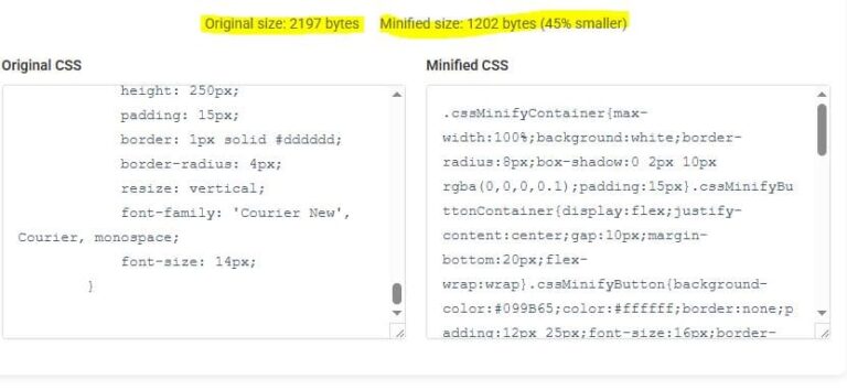 CSS Minify and Compressor example